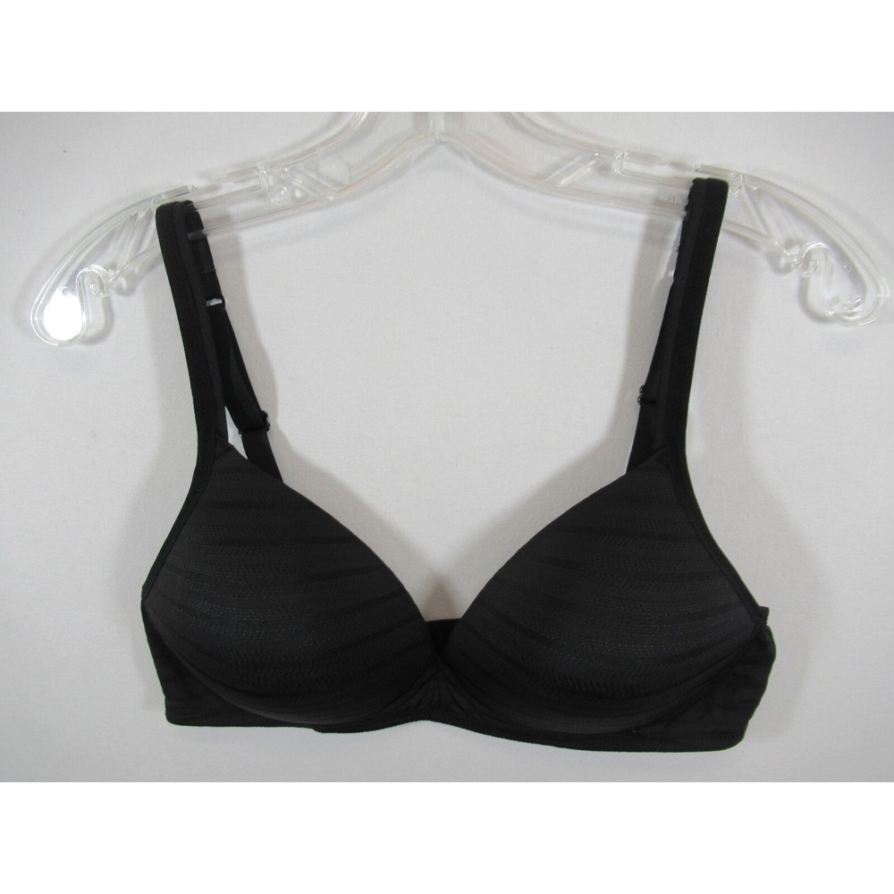 Warners Lightly Lined T-Shirt Bra 38B Black Wireless Striped RN1103O